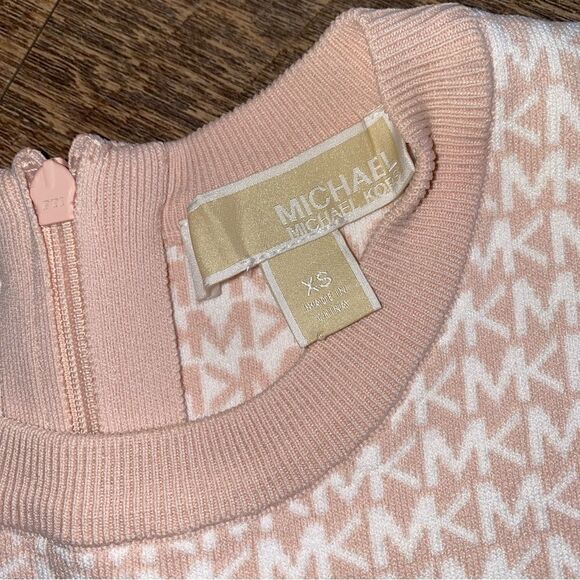 MICHAEL Kors Bodycon Dress Blush Pink Logo Preppy Sophisticated XS - Picture 6 of 9